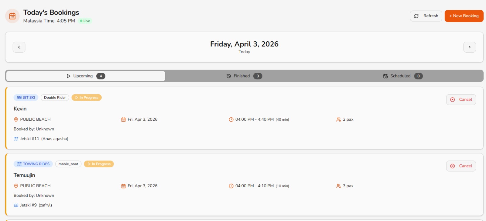 Dash Outdoors — Booking App